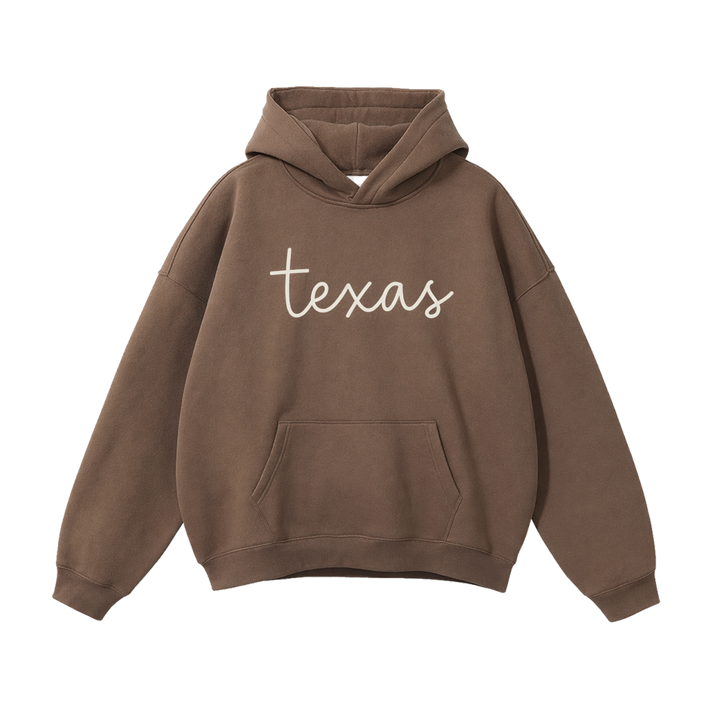 Collection 3 Texas Oversize Fleeced Hoodie - Brown front