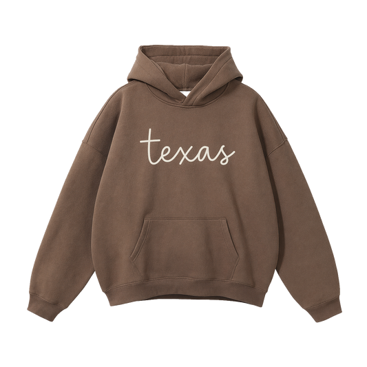 Collection 3 Texas Oversize Fleeced Hoodie - Brown front