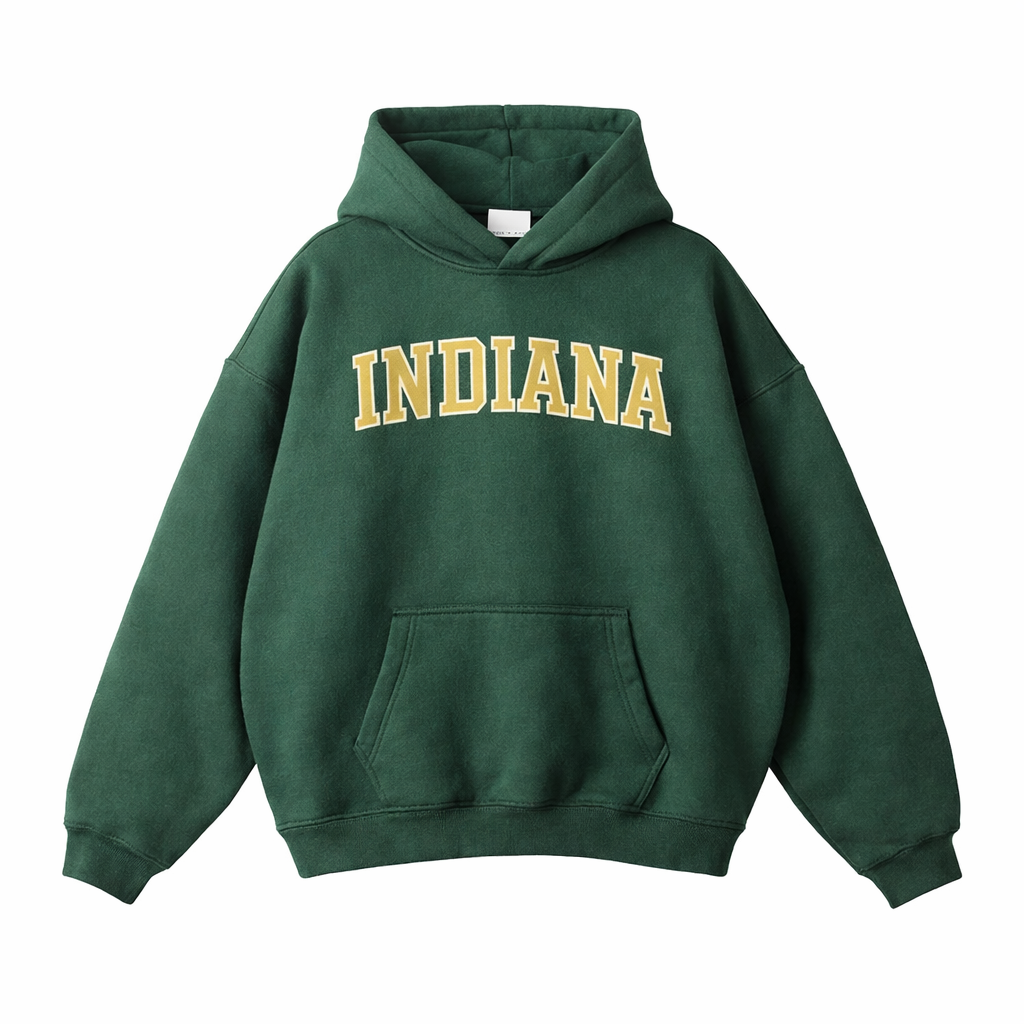 Collection 1 Indiana Oversize Fleeced Hoodie - Eden Green front
