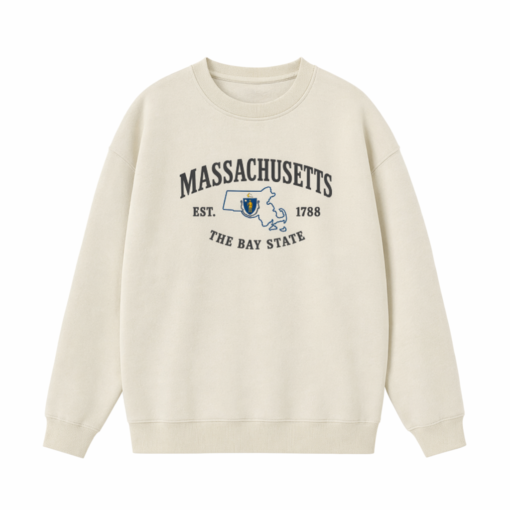 Collection 8 Massachusetts Essential Heavyweight Crewneck Sweatshirt - Cream front