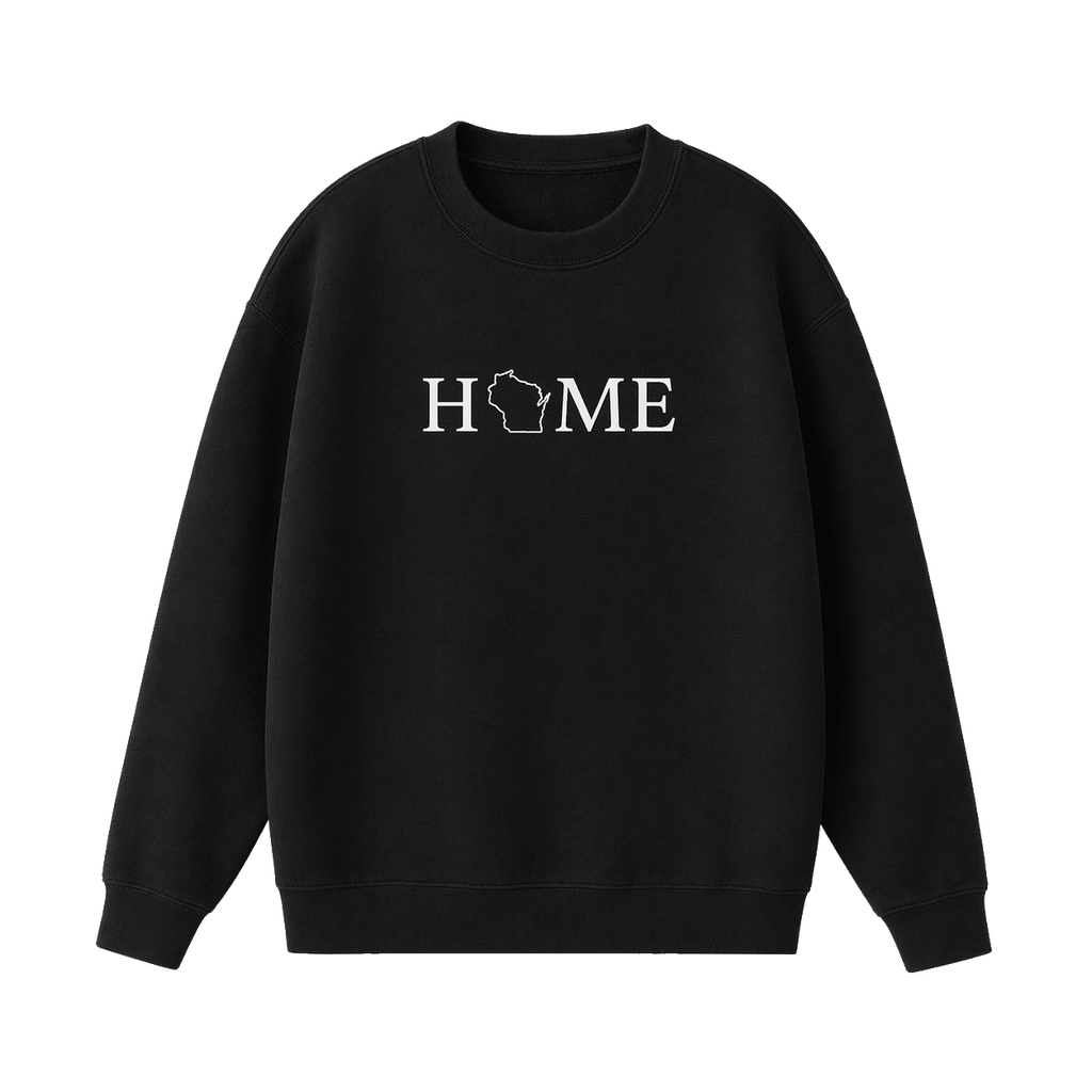 Collection 5 Wisconsin Essential Heavyweight Crewneck Sweatshirt - Black front