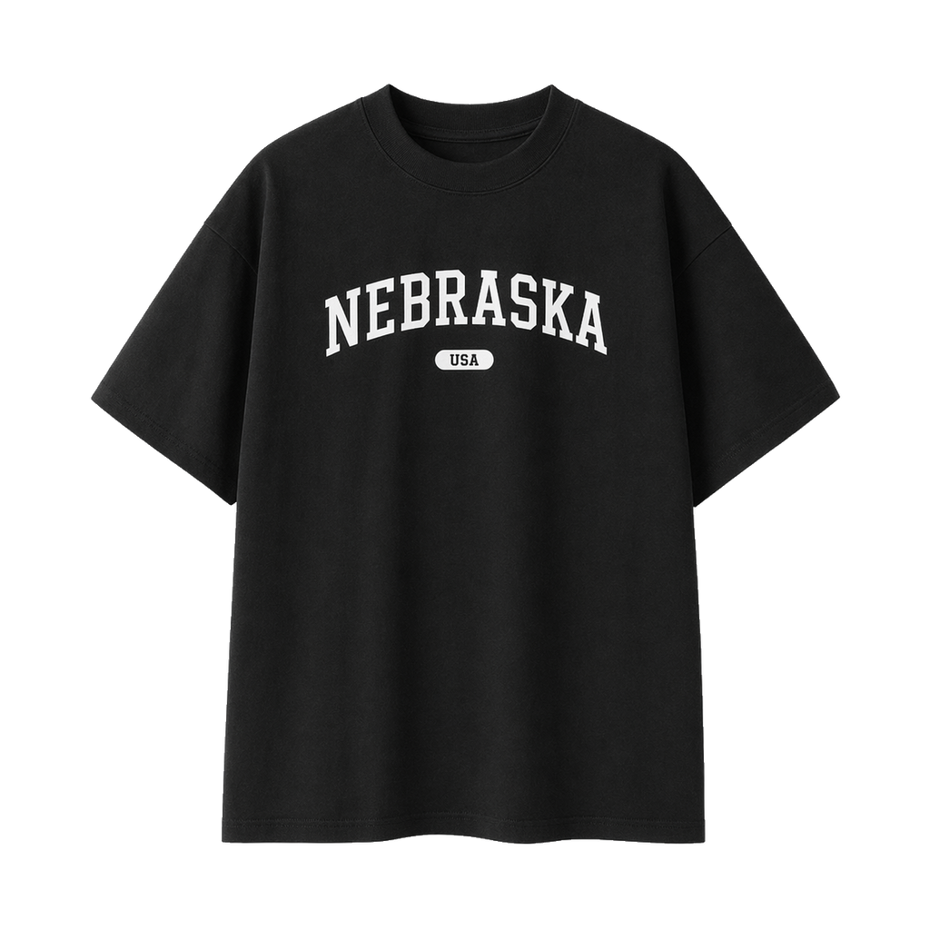 Collection 4 Nebraska Essential Cotton T-Shirt - Black front