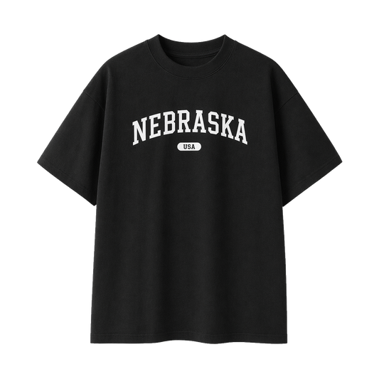 Collection 4 Nebraska Essential Cotton T-Shirt - Black front
