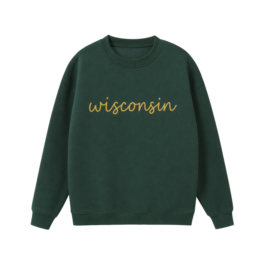 Collection 3 Wisconsin Essential Heavyweight Crewneck Sweatshirt - Dark Green front