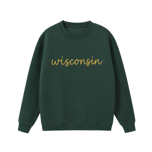 Collection 3 Wisconsin Essential Heavyweight Crewneck Sweatshirt - Dark Green front