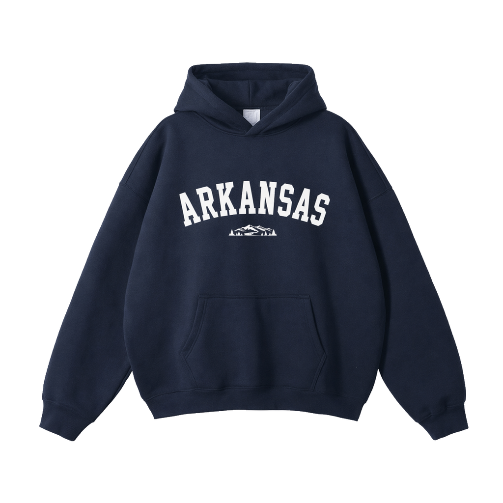 Collection 9 Arkansas Oversize Fleeced Hoodie - Navy Blue front