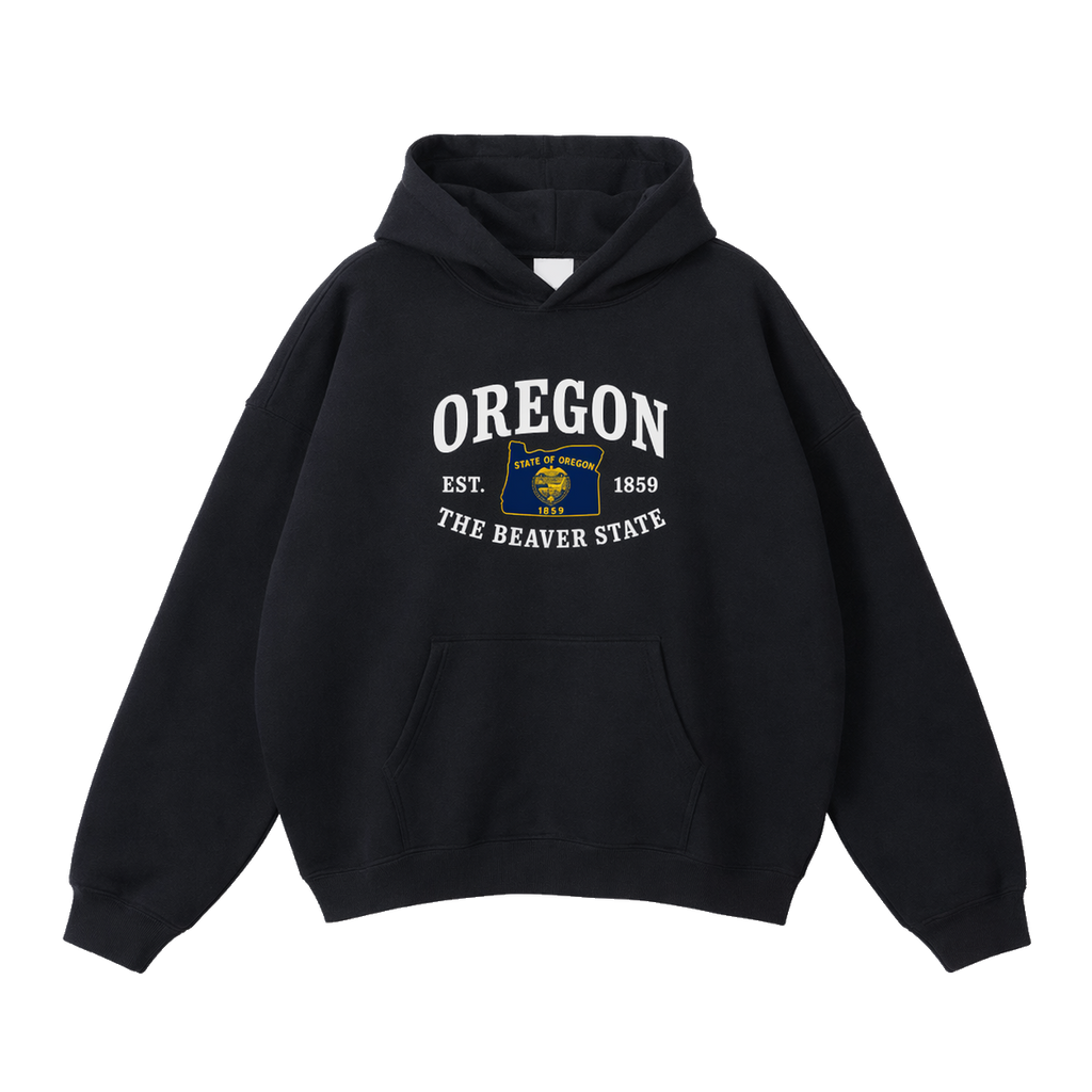 Collection 8 Oregon Oversize Fleeced Hoodie - Black front
