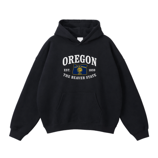 Collection 8 Oregon Oversize Fleeced Hoodie - Black front