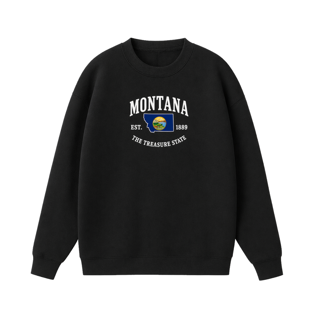 Collection 8 Montana Essential Heavyweight Crewneck Sweatshirt - Black front
