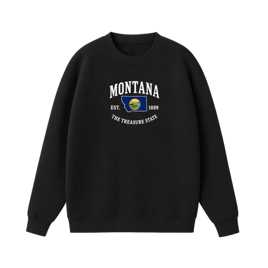 Collection 8 Montana Essential Heavyweight Crewneck Sweatshirt - Black front