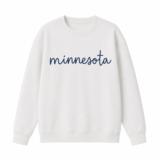 Collection 3 Minnesota Essential Heavyweight Crewneck Sweatshirt - White front