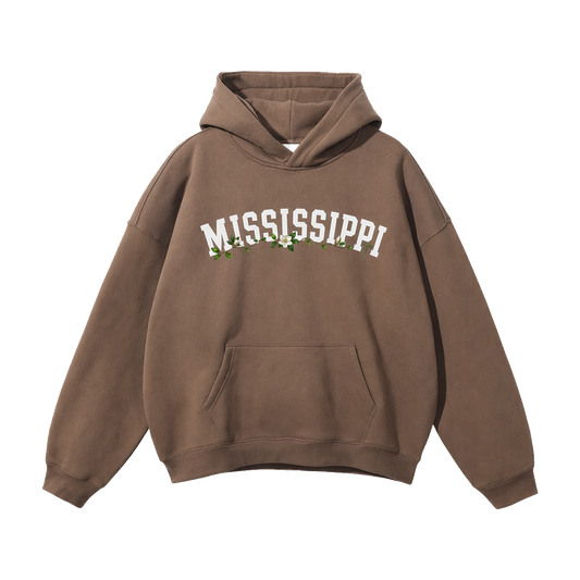 Collection 10 Mississippi Oversize Fleeced Hoodie - Brown front