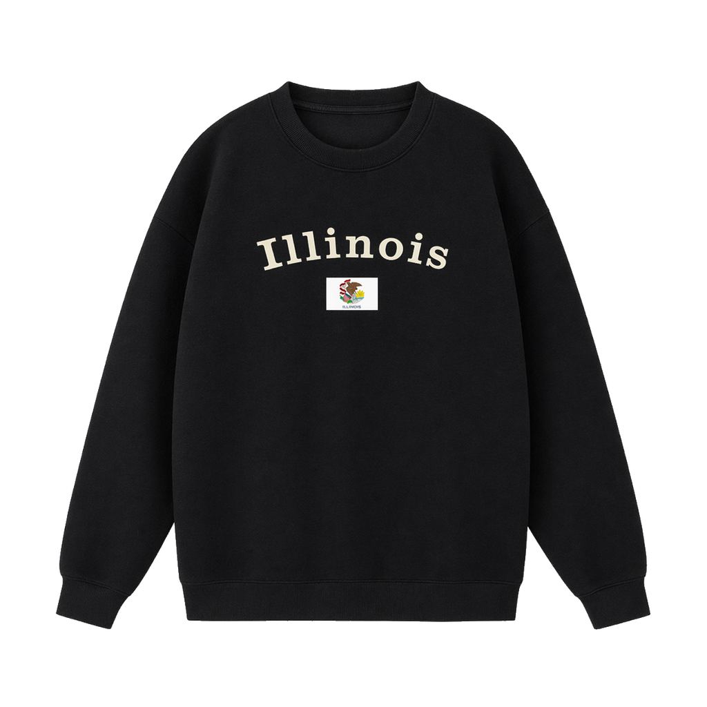 Collection 6 Illinois Essential Heavyweight Crewneck Sweatshirt - Black front