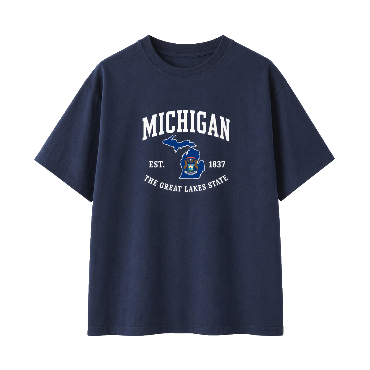 Collection 8 Michigan Essential Cotton T-Shirt - Navy Blue front