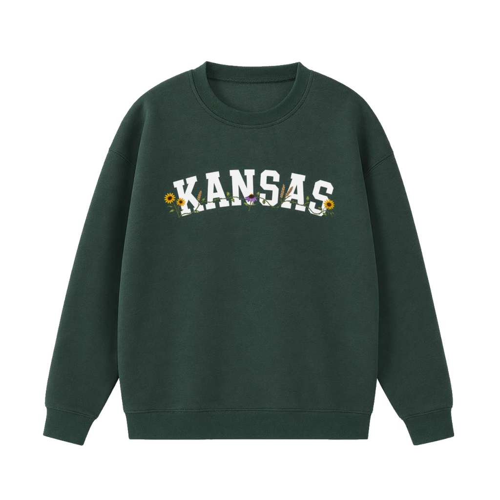 Collection 10 Kansas Essential Heavyweight Crewneck Sweatshirt - Dark Green front