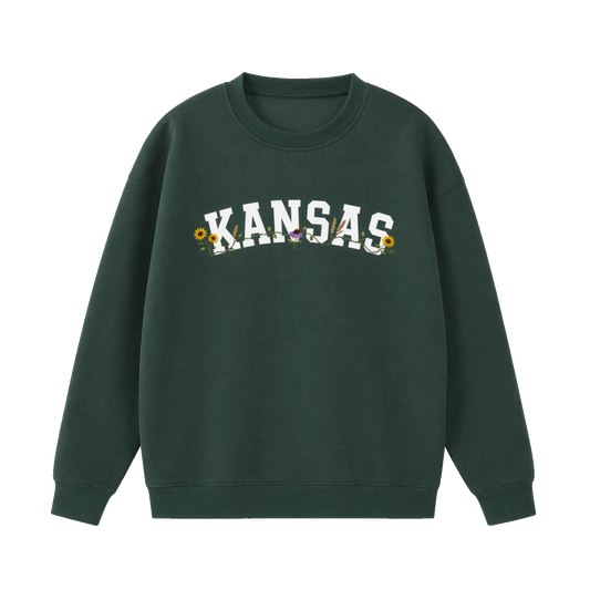 Collection 10 Kansas Essential Heavyweight Crewneck Sweatshirt - Dark Green front
