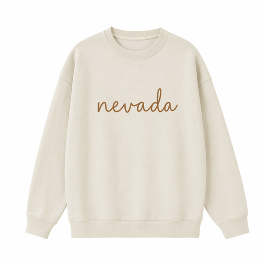 Collection 3 Nevada Essential Heavyweight Crewneck Sweatshirt - Cream front