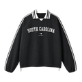 Collection 9 South Carolina Contrast Striped Lapel Collar Sweatshirt - Black front