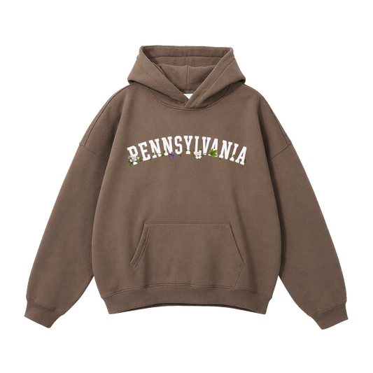Collection 10 Pennsylvania Oversize Fleeced Hoodie - Brown front