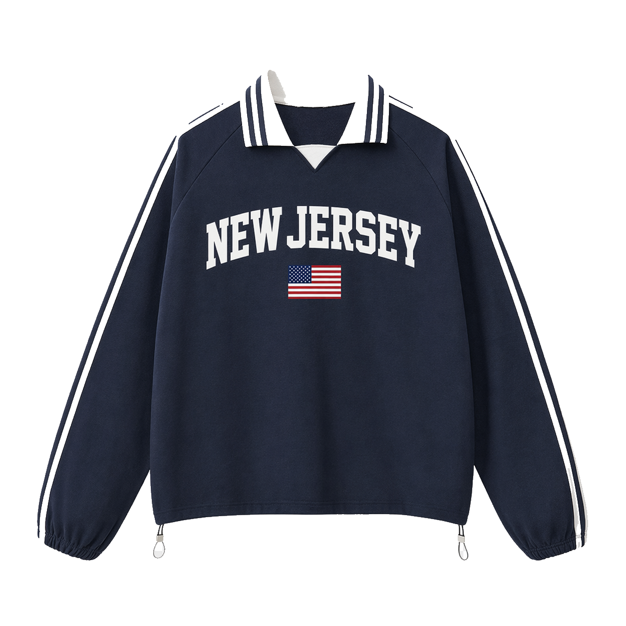 Collection 2 New Jersey Contrast Striped Lapel Collar Sweatshirt - Royal Blue front