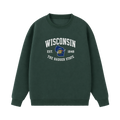 Collection 8 Wisconsin Essential Heavyweight Crewneck Sweatshirt - Dark Green front