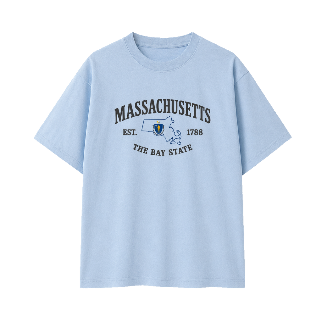 Collection 8 Massachusetts Essential Cotton T-Shirt - Light Blue front