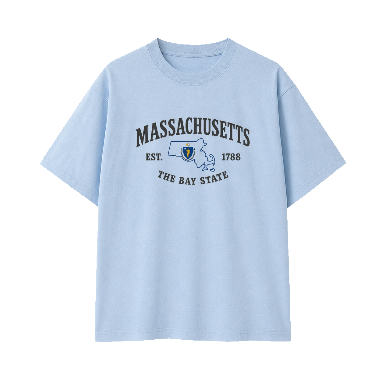 Collection 8 Massachusetts Essential Cotton T-Shirt - Light Blue front