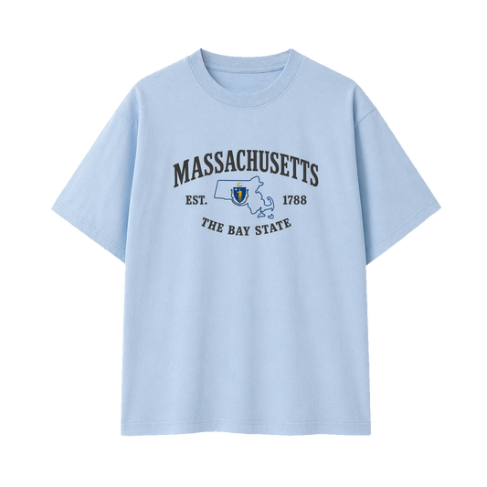 Collection 8 Massachusetts Essential Cotton T-Shirt - Light Blue front