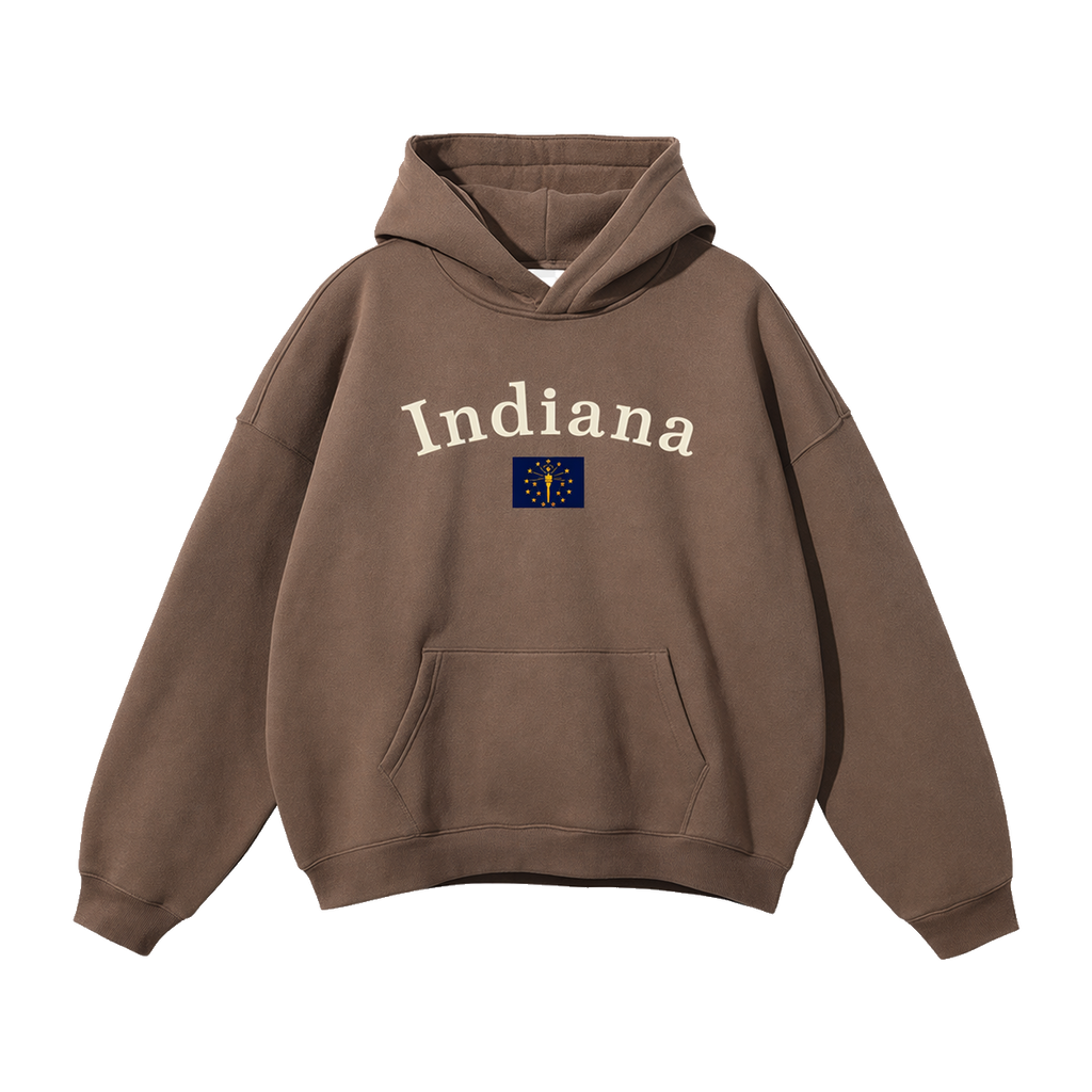 Collection 6 Indiana Oversize Fleeced Hoodie - Brown front