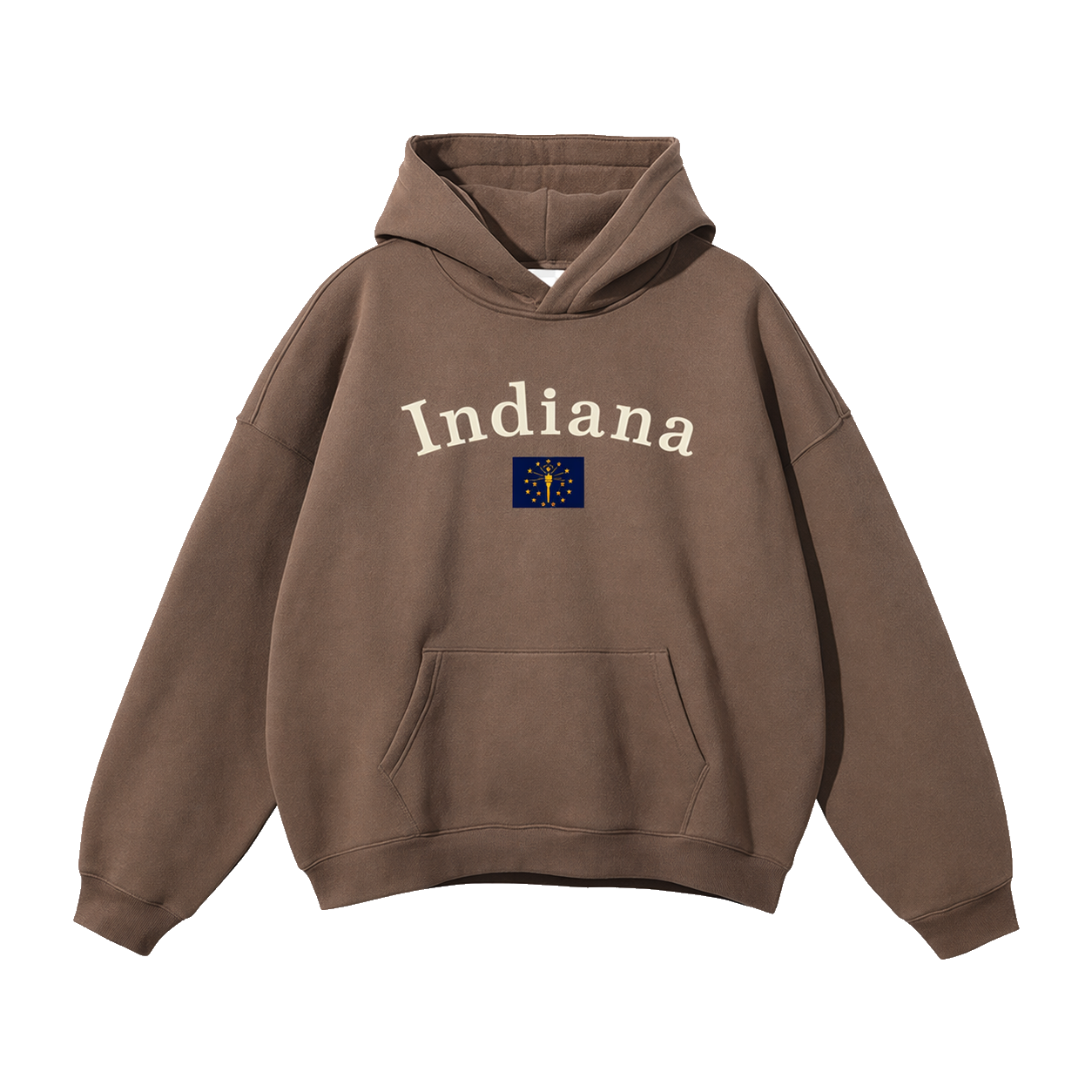 Collection 6 Indiana Oversize Fleeced Hoodie - Brown front