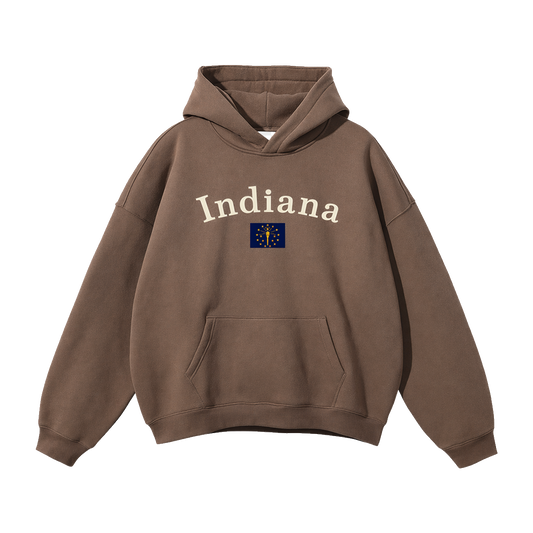 Collection 6 Indiana Oversize Fleeced Hoodie - Brown front