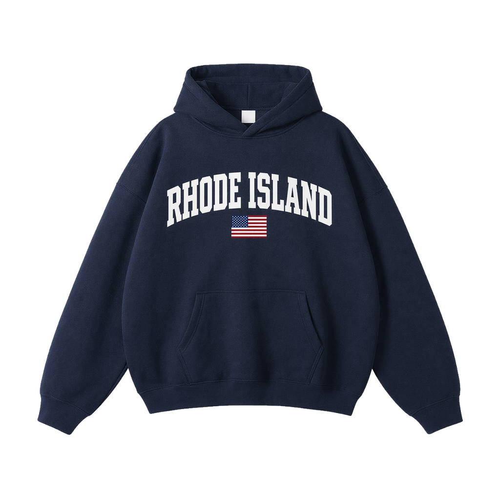 Collection 2 Rhode Island Oversize Fleeced Hoodie - Navy Blue front