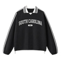 Collection 4 South Carolina Contrast Striped Lapel Collar Sweatshirt - Black front