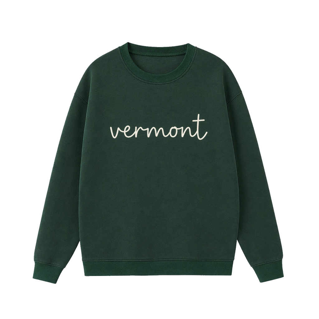 Collection 3 Vermont Essential Heavyweight Crewneck Sweatshirt - Dark Green front