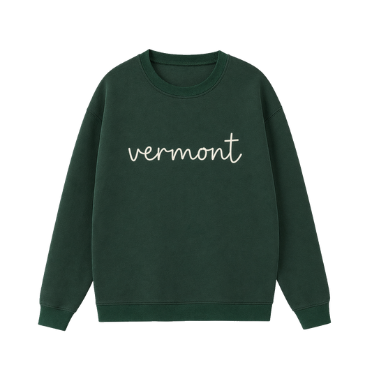 Collection 3 Vermont Essential Heavyweight Crewneck Sweatshirt - Dark Green front