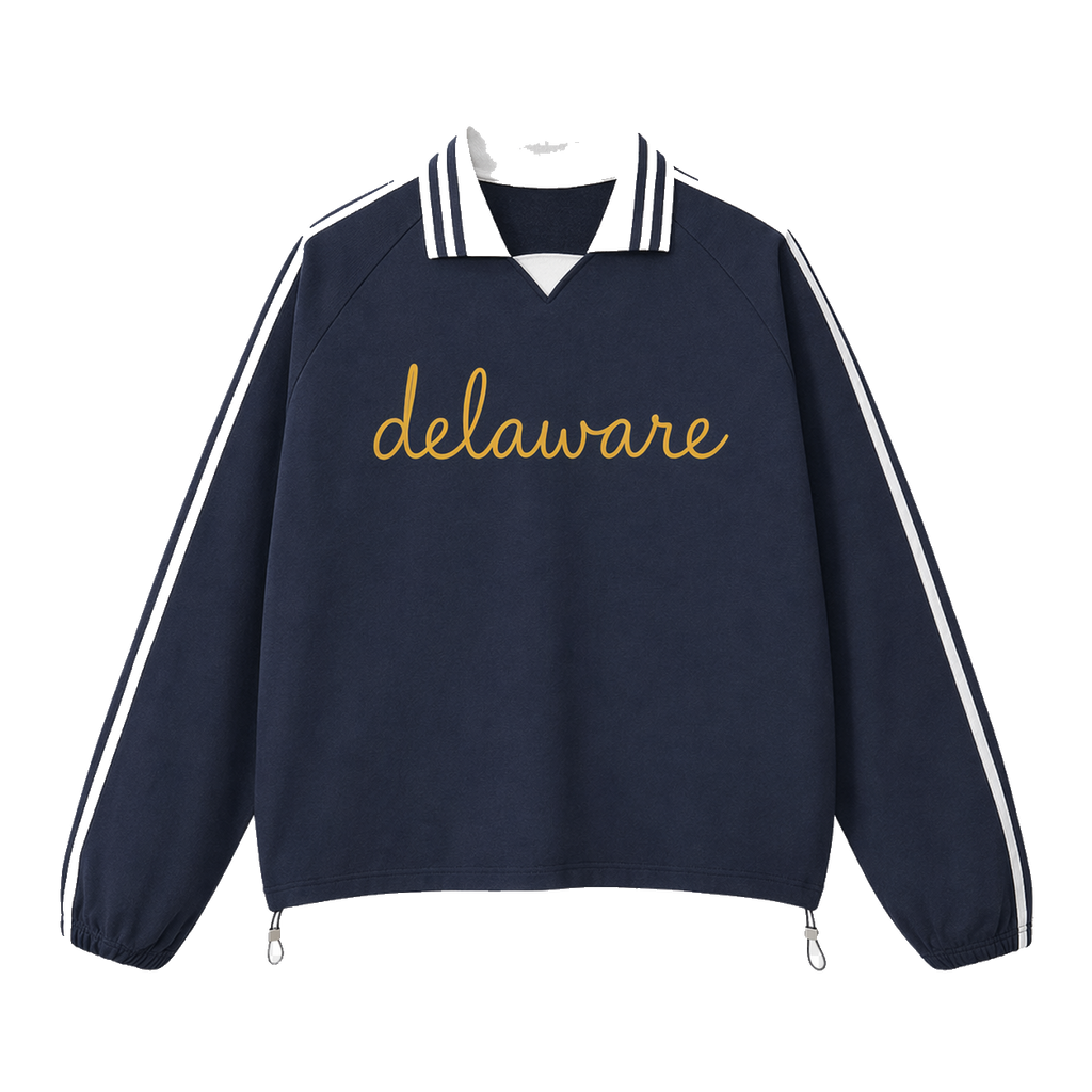 Collection 3 Delaware Contrast Striped Lapel Collar Sweatshirt - Royal Blue front