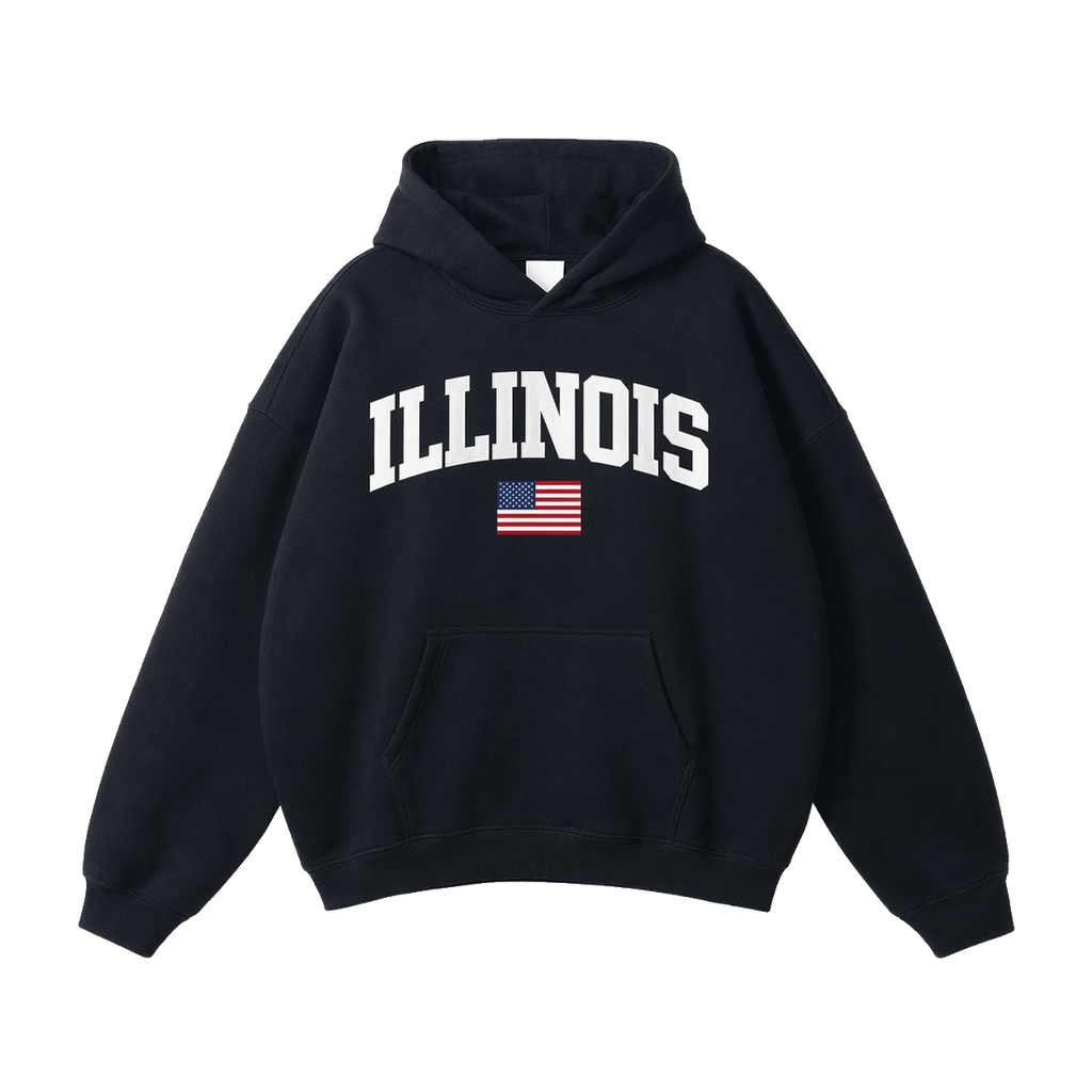 Collection 2 Illinois Oversize Fleeced Hoodie - Black front