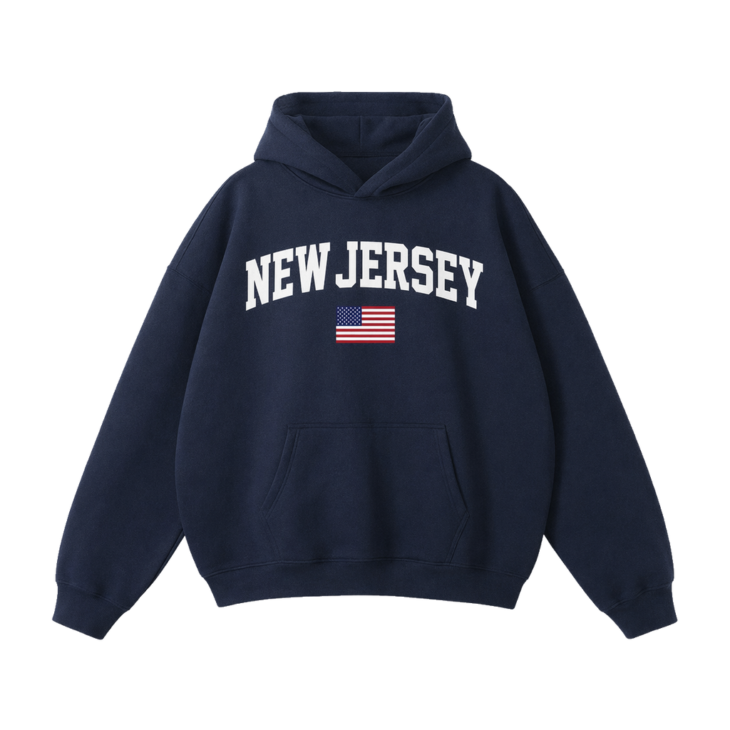 Collection 2 New Jersey Oversize Fleeced Hoodie - Navy Blue front