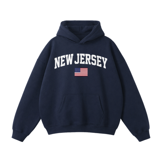 Collection 2 New Jersey Oversize Fleeced Hoodie - Navy Blue front