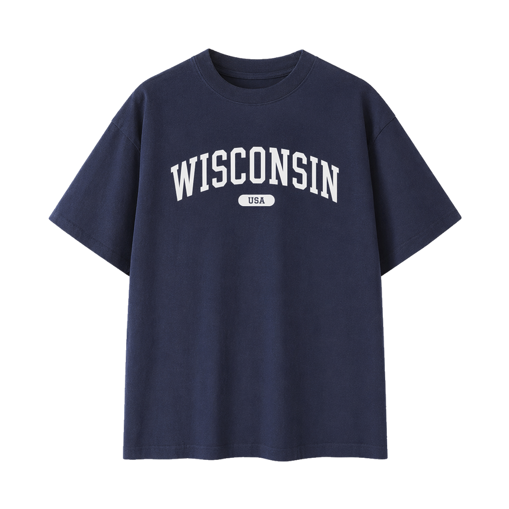 Collection 4 Wisconsin Essential Cotton T-Shirt - Navy Blue front