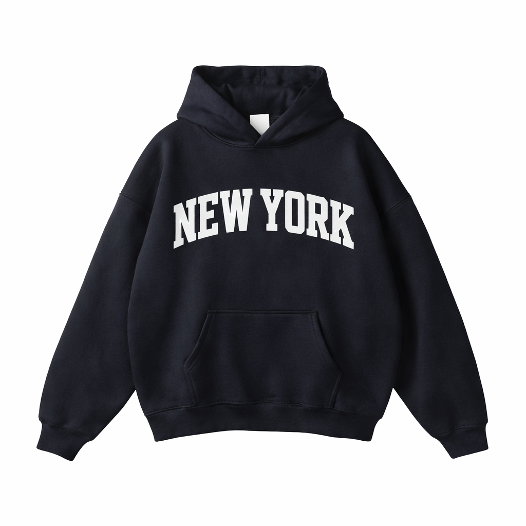 Collection 1 New York Oversize Fleeced Hoodie - Black front