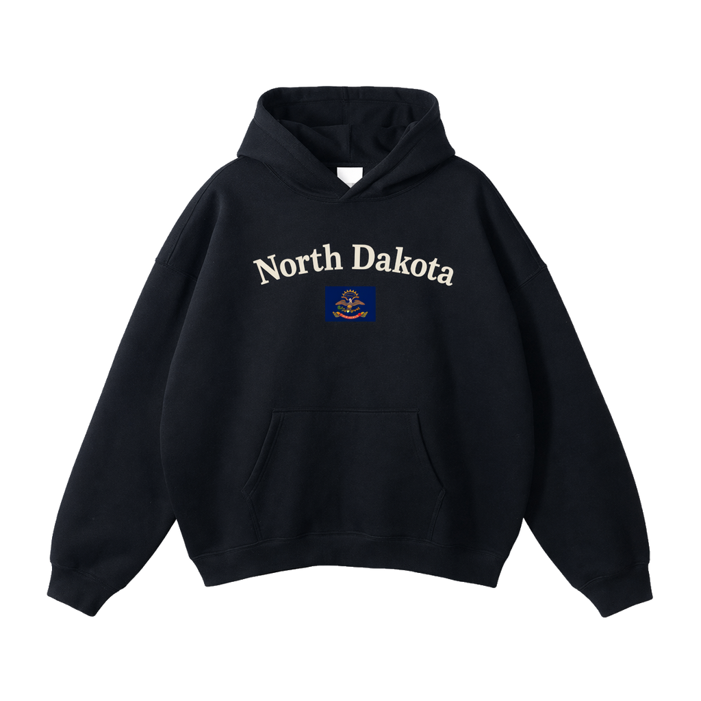 Collection 6 North Dakota Oversize Fleeced Hoodie - Black front