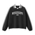 Collection 4 Mississippi Contrast Striped Lapel Collar Sweatshirt - Black front