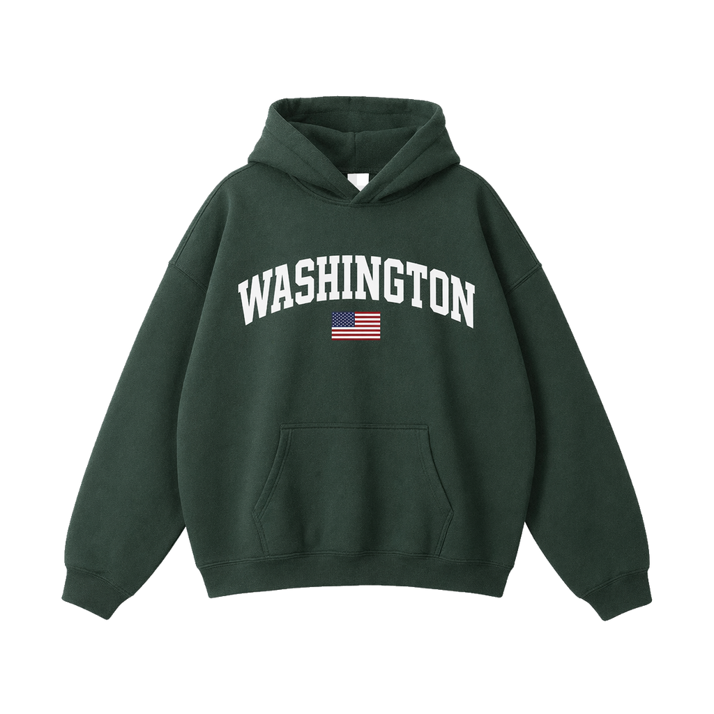 Collection 2 Washington Oversize Fleeced Hoodie - Eden Green front