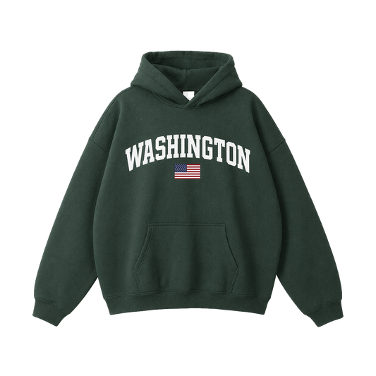 Collection 2 Washington Oversize Fleeced Hoodie - Eden Green front