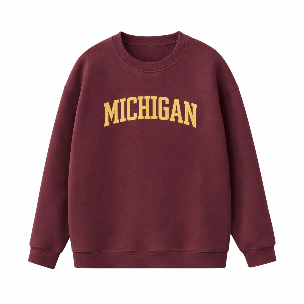 Collection 1 Michigan Essential Heavyweight Crewneck Sweatshirt - Dull Red front