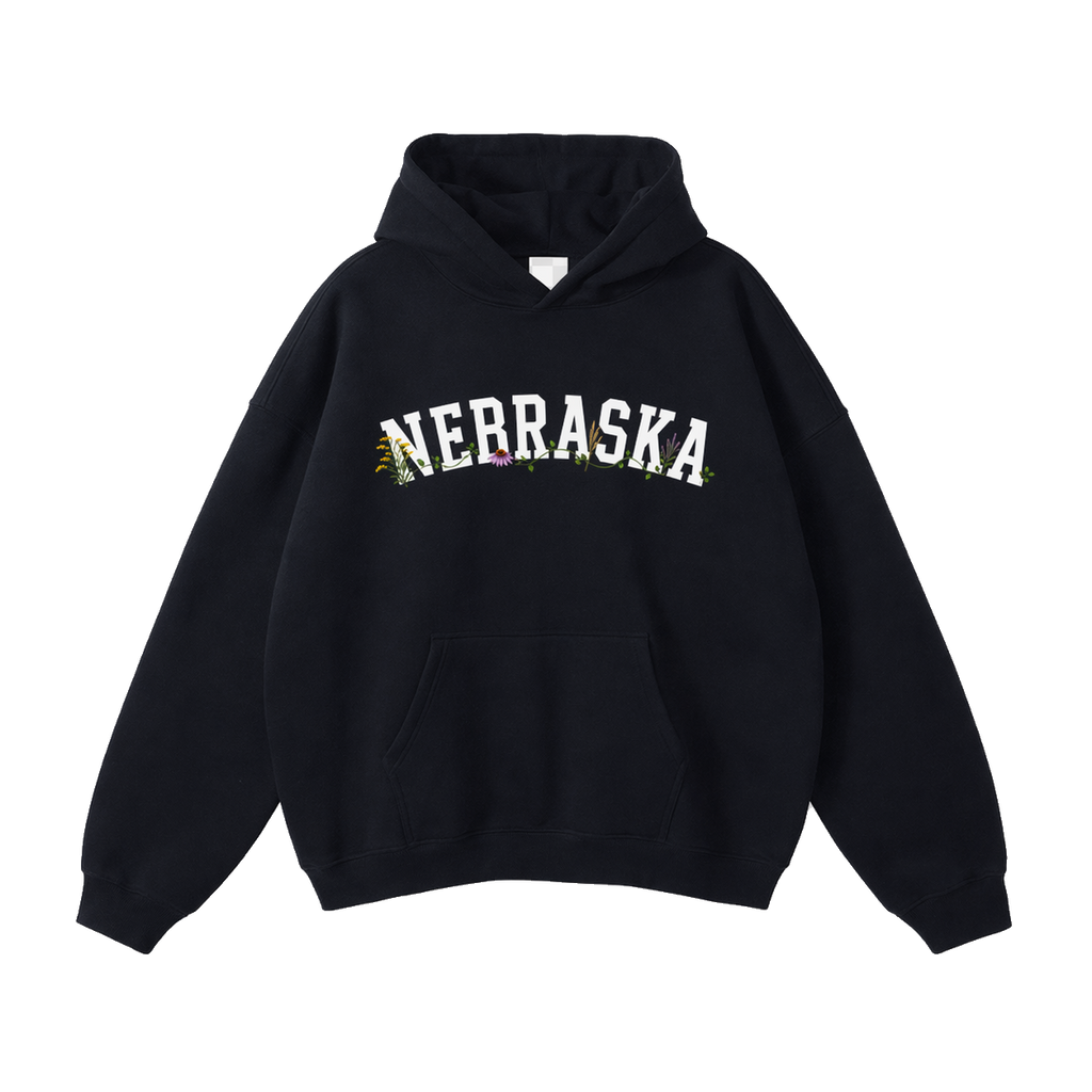 Collection 10 Nebraska Oversize Fleeced Hoodie - Black front