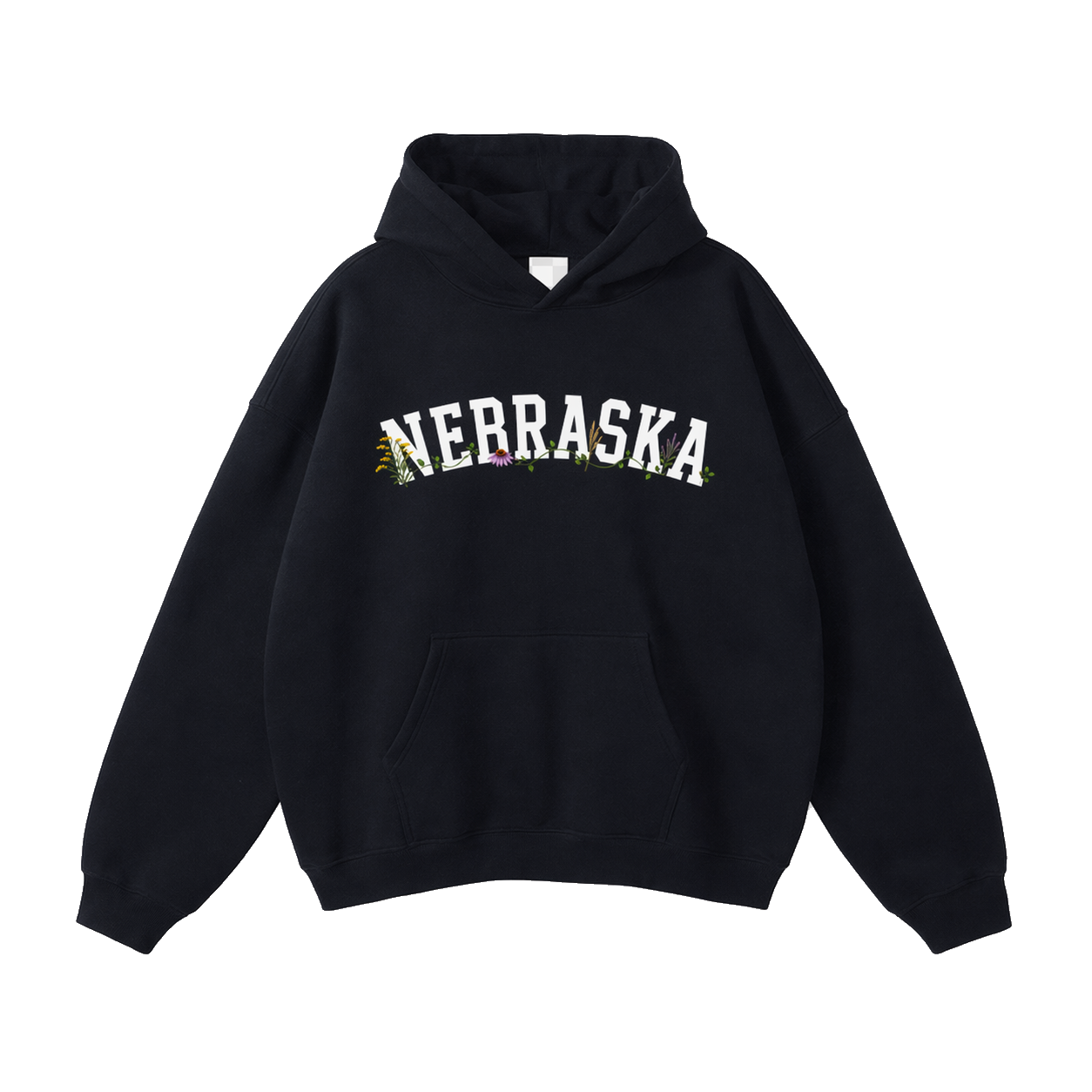 Collection 10 Nebraska Oversize Fleeced Hoodie - Black front