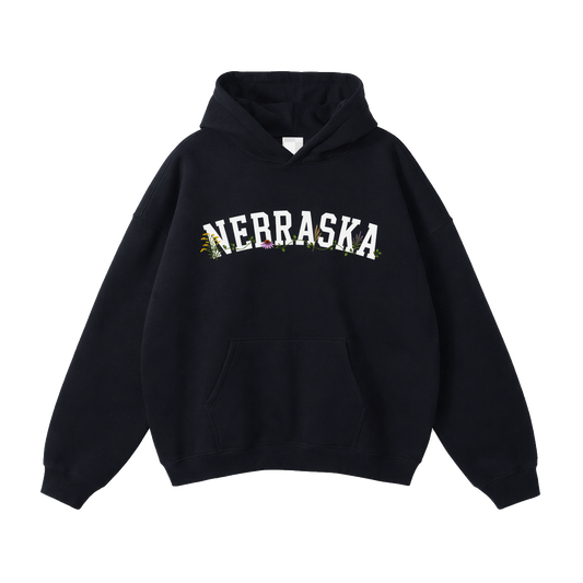 Collection 10 Nebraska Oversize Fleeced Hoodie - Black front