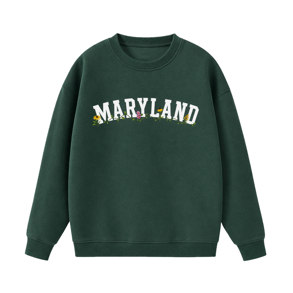 Collection 10 Maryland Essential Heavyweight Crewneck Sweatshirt - Dark Green front